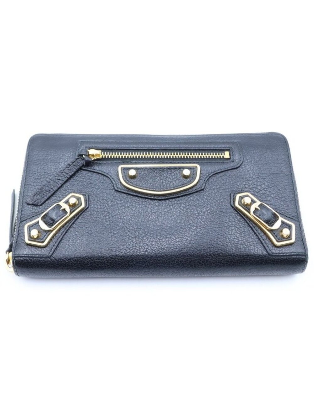 Balenciaga Classic Continental Zip Around Wallet Black Leather